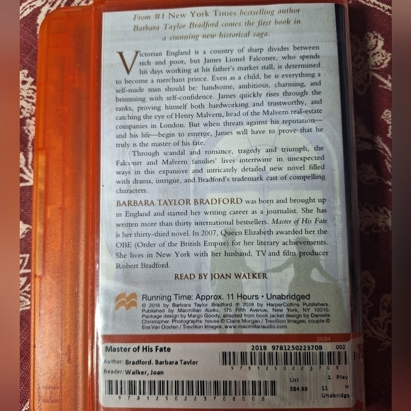 BARBARA TAYLOR BRADFORD'S MASTER OF HIS FATE PLAYAWAY AUDIO BOOK - Picture 2 of 6